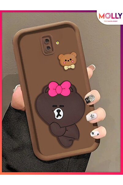 Molly Samsung Galaxy J6 PLUS İçin Fallow Brown Kenarları Kalın 3d Kabartmalı ...