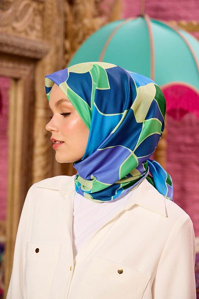 İpekhan Marrakech Συλλεκτικό Μαλακό Κασκόλ Water Green Night Blue 1198-10