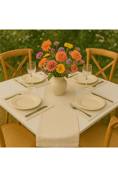 Misue Handmade Американський сервіз і набір бігунів 100% бавовна, 3-предметний столовий набір, 2 підставки + 1 бігун