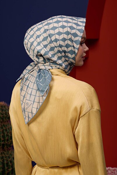 İpekhan Marrakech Collection Μαλακό Κασκόλ Μπλε Κρέμα 1194-11