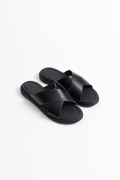 Zerenyus Weasley Premium Black Genuine Leather Slippers