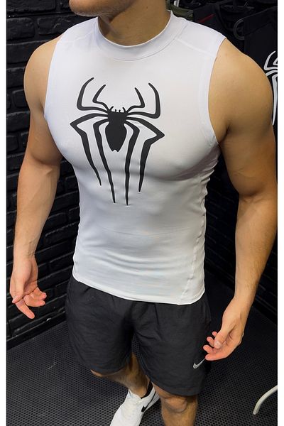 YHM Men's Black Spider Printed Athletic Singlet