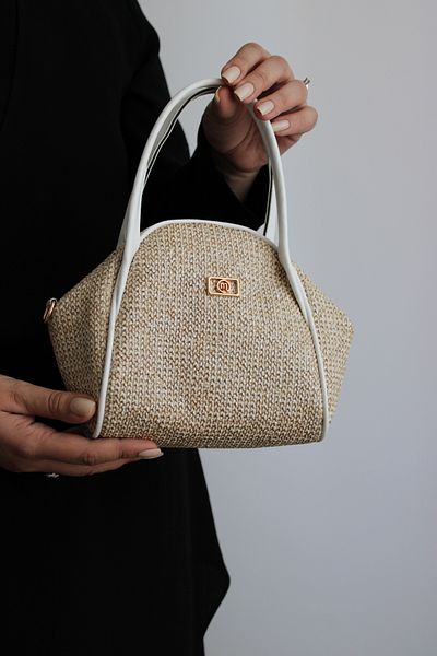 Mimoza Women's Straw Textured Shoulder and Hand Bag, Summer, Daily Use, Gift