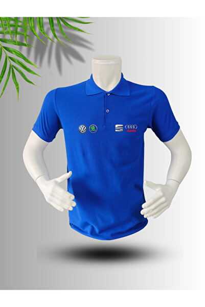FROOY Seat Skoda Vw Audi Logo Printed Polo Neck Cotton T-Shirt