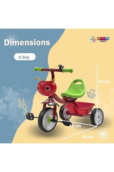 ALBADER Kids Tricycle With Bee Desgin, Tricycle For Toddlers, Bike With Double Basket, Baby Trikes
