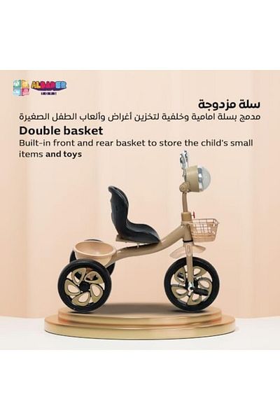 ALBADER ألعاب ركوب، دراجة توازن للأطفال، دراجة ثلاثية العجلات مع تأثيرات موسيقية وأضواء