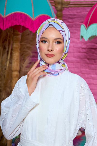 İpekhan Μαλακό κασκόλ Marrakech Collection Lilac Blue 1199-02