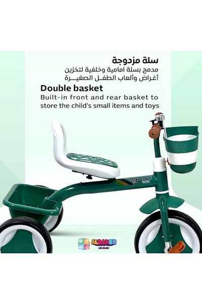 ALBADER Tricycle With Two Basket, Tricycle for Kids, 3 Wheel Bike For Boys And Girs, Kids Cycle