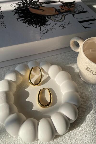 monvee Gold Oval Kadın Küpe