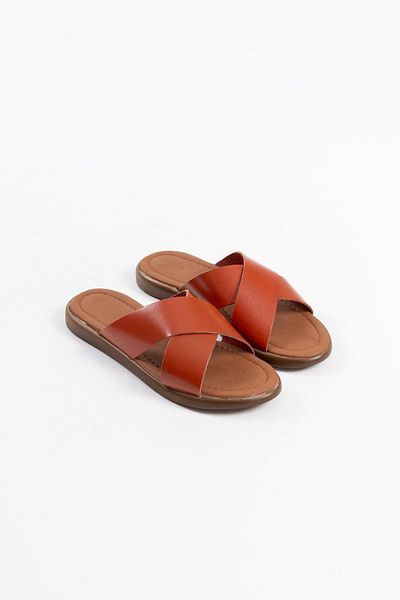 Zerenyus Weasley Premium Tan Genuine Leather Slippers