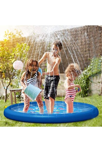 SIKS Saltea gonflabilă pentru copii cu fântână arteziană, ideală pentru joacă, albastră, 145x143 cm