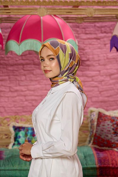 İpekhan Πορτοκαλί σκούρο λιλά μαλακό κασκόλ Marrakech Collection 1198-06
