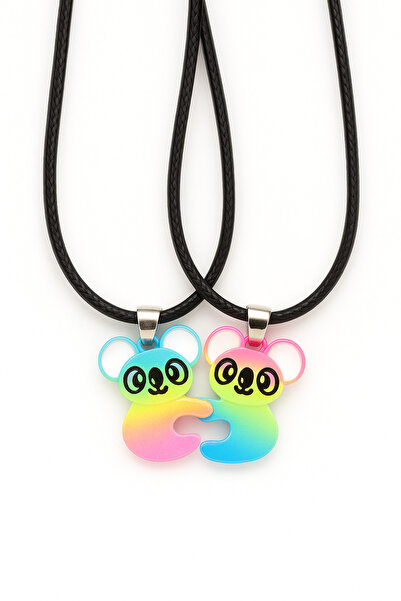 MakeWell Mıknatıslı Tavşan Ve Ayı Tasarımlı Deri Ipli 2li Çocuk Genç Kolyeler...