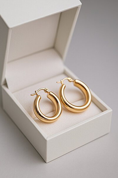 glanssieraad Altın Kaplama Kararmaz Xuping Halka Küpe – Zamansız Şıklık