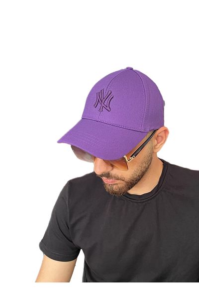 ZERAMİNE Unisex Baseball Ny Embroidered Hat Velcro Purple