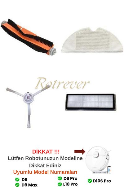 RotRever Dreame Bot L10 Pro (Not L10S Pro) Compatible Hepa Filter, Brush, Mop Mop Replacement Set-4 Pieces