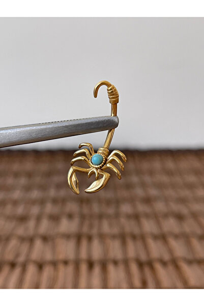 Rupen Kraft 316 L Cerrahi Çelik Anti Alerjik 10 mm Firuze Taşlı Akrep Model G...