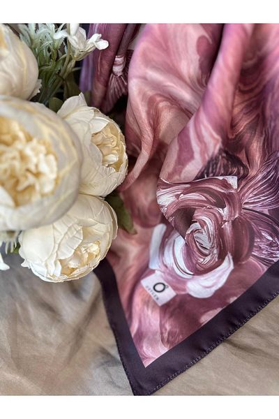 Oxygen Scarfs Summer Rose Pattern Cotton Silk Shawl-12000