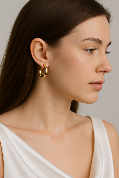 glanssieraad Altın Kaplama Kararmaz Xuping Halka Küpe – Zamansız Şıklık