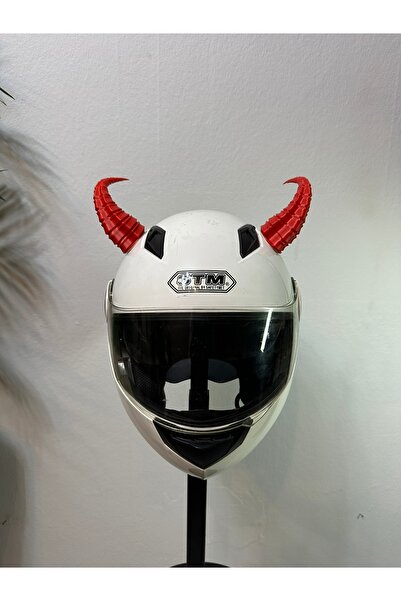 Butik Motor & Motosiklet Kırmızı Viking Boynuz Kask Dış Aksesuarı
