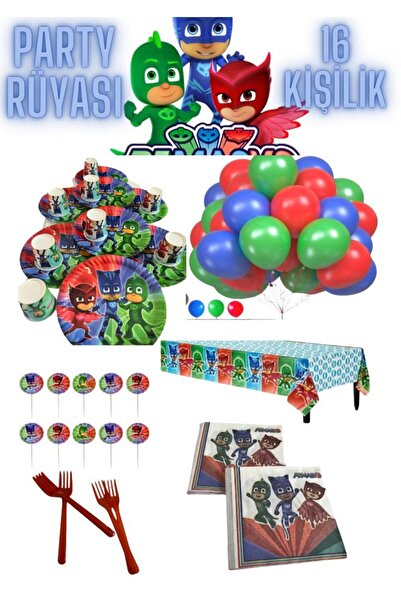 partyrüyası Pj Maskeliler Temalı 16 Kişilik Doğum Günü Set/1