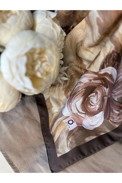 Oxygen Scarfs Summer Rose Pattern Cotton Silk Shawl-12000