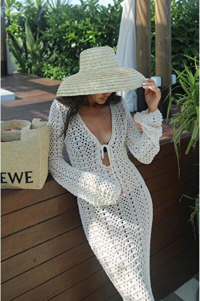 Havoş Φόρεμα με διάτρητο κολάρο Natural Damme