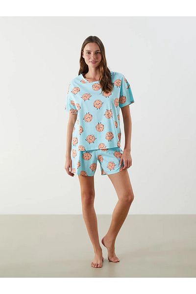 LC Waikiki Set de pijamale LCW Young pentru femei, cu model, cu pantaloni scurți
