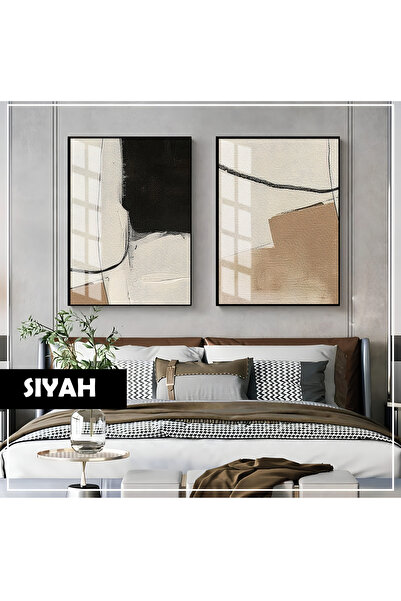 Harika bir ev HARİKABİREV|SOYUT|EKRU-BEJ RENK ABSTRACT KOMBİN|ÇERÇEVELİ CAM T...