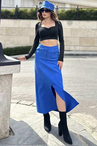NEW LAVİVA Fusta de damă din Gabardină - 700-3456