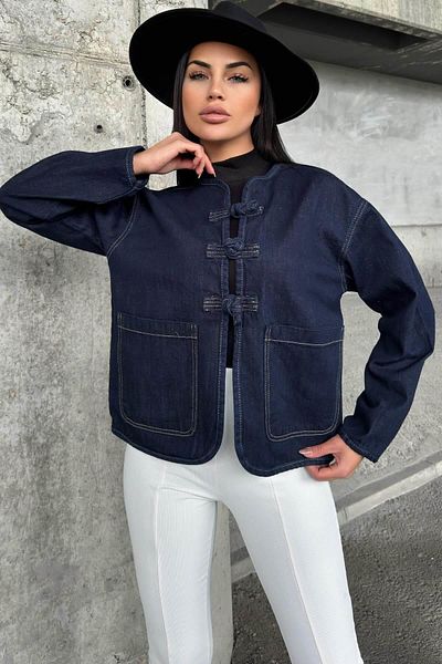 NEW LAVİVA Women's Navy Blue Denim Jacket - 700-Kt00-102