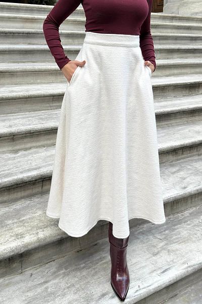 NEW LAVİVA Women's Ecru Skirt - 700-3528