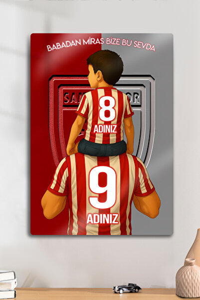 DekorHane Metal Tablo - Samsunspor Baba Oğul, Kişiselleştirilebilir, Numara İ...