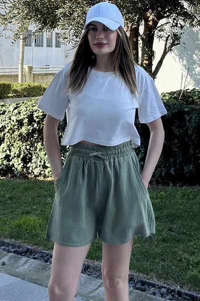 NEW LAVİVA Pantaloni scurți kaki pentru femei - 700-3425