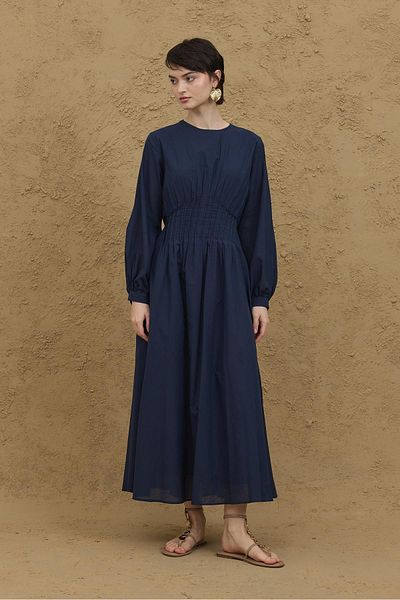 Fahhar Φόρεμα με ραβδώσεις στη μέση Navy Blue