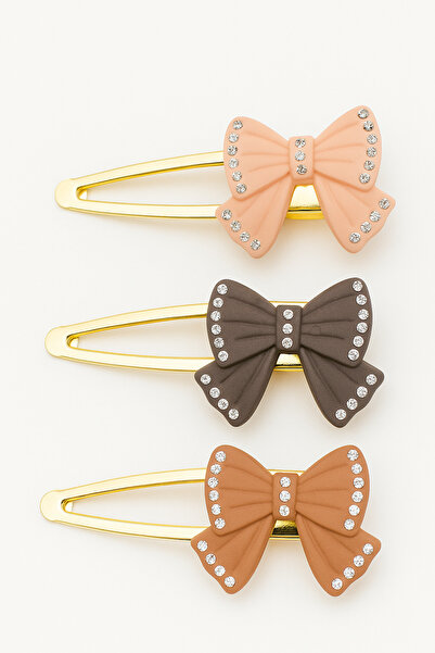 Srctech Set de 3 cleme laterale cu model de panglică cu piatră