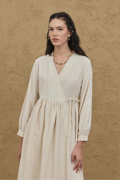 Fahhar Φόρεμα με ραβδώσεις Natural