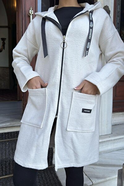 NEW LAVİVA Women's Ecru Hooded Jacket - 700-3690