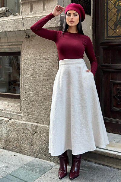 NEW LAVİVA Women's Ecru Skirt - 700-3528