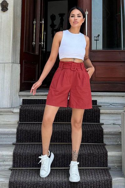 NEW LAVİVA Women's Burgundy Shorts - 700-Ss-7094