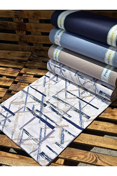 Freedom Geometrik Çizgili Kumaş - 100% Pamuk 30 Metre 1 Top Kumaş 240 cm en - Nevresimlik Ranforce Kumaş
