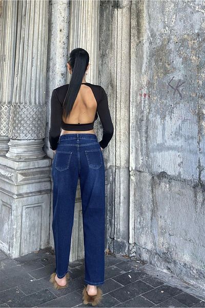 NEW LAVİVA Pantaloni albaștri pentru mamă - 700-KT0096