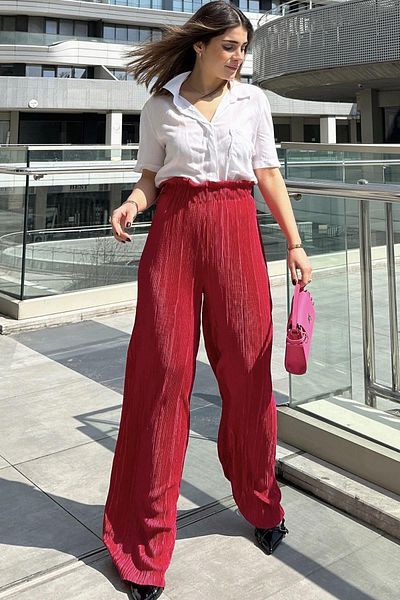 NEW LAVİVA Women's Burgundy Trousers - 700-3578