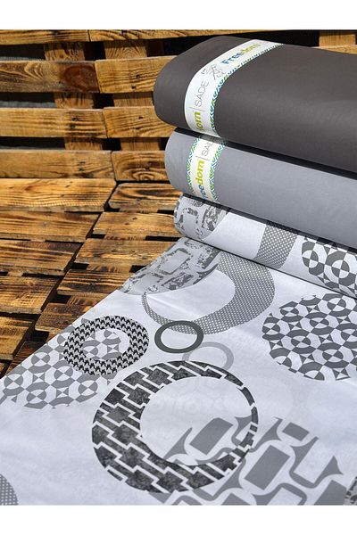 Freedom Ranforce Fabric Geometric Patterned - 100% Cotton 30 Meters 1 Ball Fabric 240 cm Width - Duvet Cover Fabric