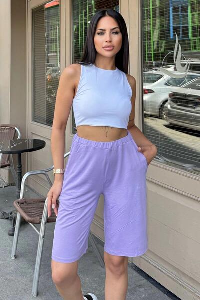 NEW LAVİVA Purple Women's Casual Shorts - 700-3263