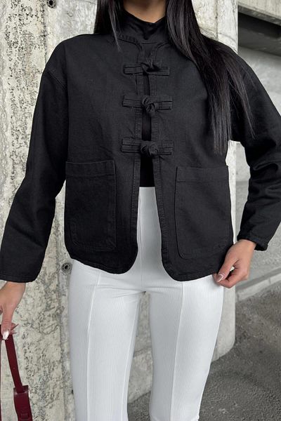 NEW LAVİVA Women's Black Denim Jacket - 700-Kt00-102