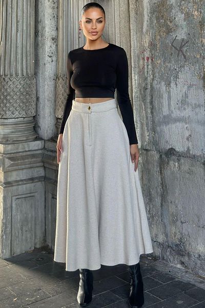 NEW LAVİVA Γυναικεία Μπεζ Φούστα - 700-3528