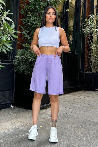 NEW LAVİVA Women's Purple Capri Shorts - 700-3262