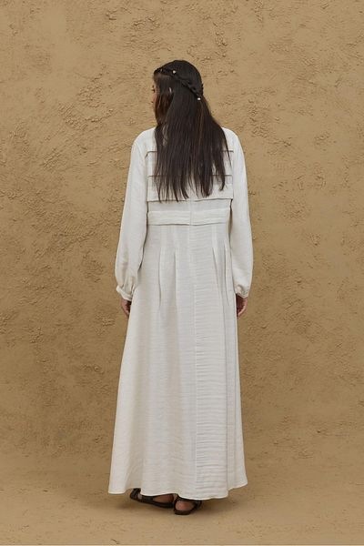 Fahhar Φόρεμα με φαρδιά ραβδώσεις μπροστά Natural