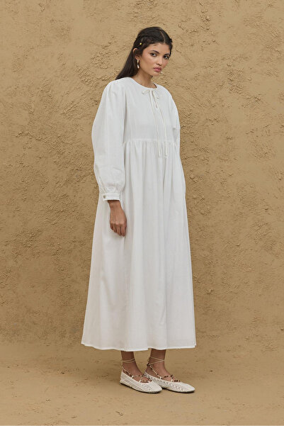 Fahhar Φόρεμα με φαρδύ μανίκι Ecru